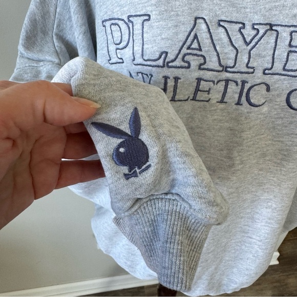PacSun Playboy Bunny Baggy Soft Gray Fleece Crew Neck Sweatshirt - Picture 6 of 8